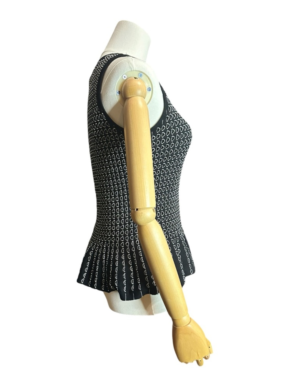 Ann Taylor Black & White Sleeveless Peplum Tank - Picture 6 of 9